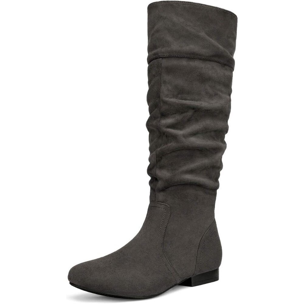 Women's Grey Dream Pairs Pull On Knee High Boots for Fall and Winter
